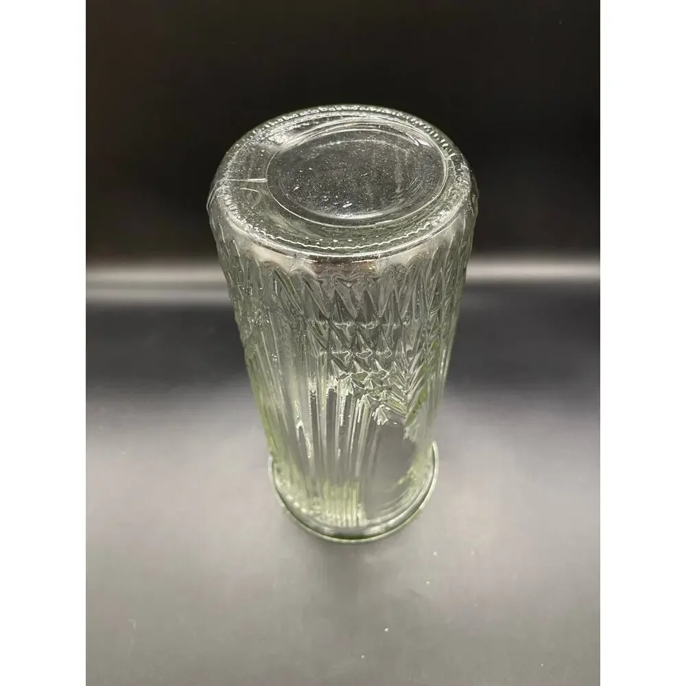 Tall Clear Ribbed Vase with Evergreen Christmas Tree Design 9.5